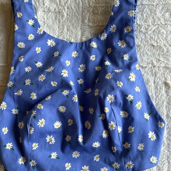 NWT ZARA | Blue Daisy Floral Print Crop Tank Top | Sz Small - Picture 2 of 9